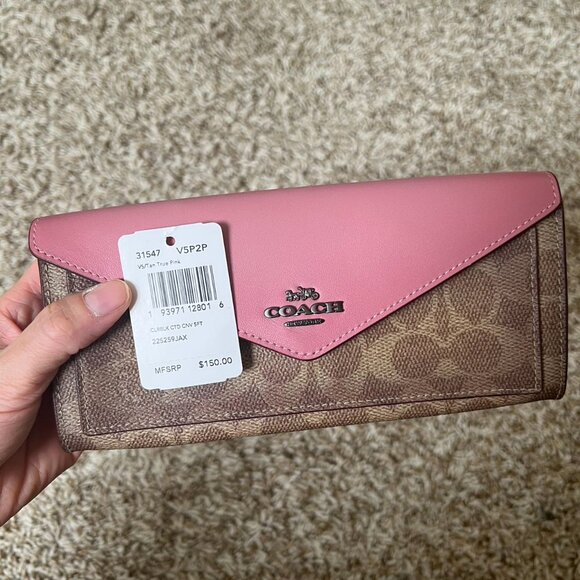 Coach Soft Wallet In Colorblock Signature Canvas - Picture 2 of 5